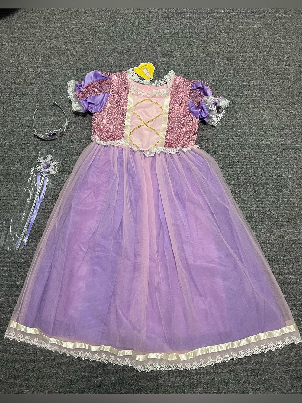 Rapunzel Purple Princess Tulle Dress with Tiara Wand 3pc Girl’s 150/10-12T